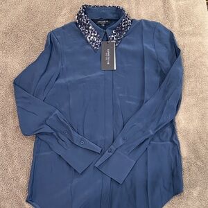 Lafayette 148 New York Midnight Blue Sequin Top